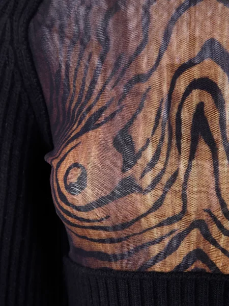 Top Jean Paul Gaultier wełniany z nadrukiem czarny