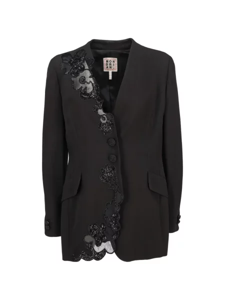 Geacă Mondrian cu paiete cu model floral negru