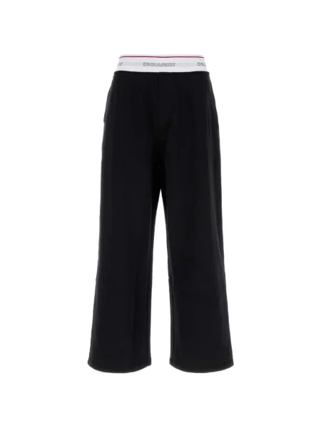 Pantaloni Dsquared2 din jerseu alergare cu autograf negru