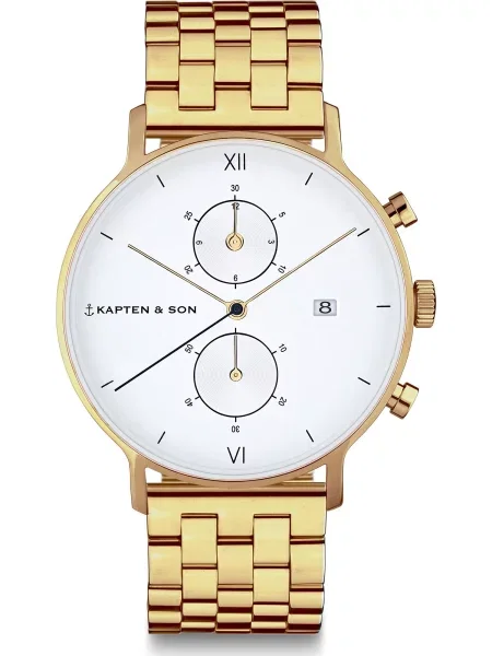 Kapten & Son Analogové hodinky Chrono Small Gold Steel zlatá
