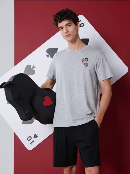 Sinsay piżama dwuczęściowa z nadrukiem wielobarwny