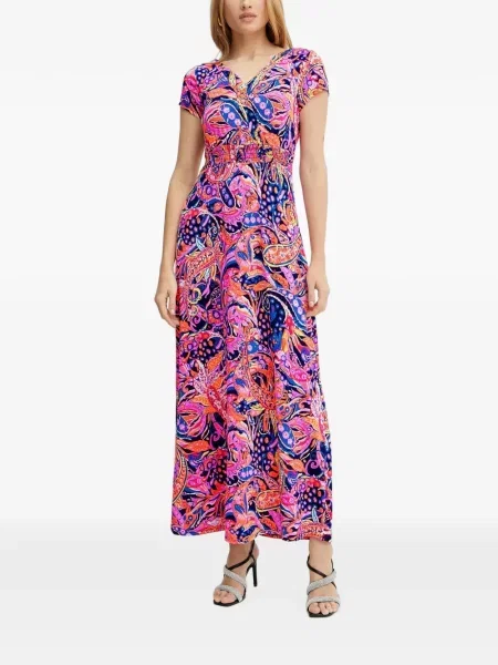 Rochie maxi Morgan cu imagine cu model paisley albastru