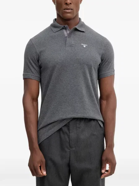 Tricou polo Barbour cu broderie gri