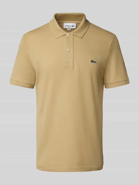 Koszulka polo o kroju slim fit z czystej bawełny Lacoste beżowa