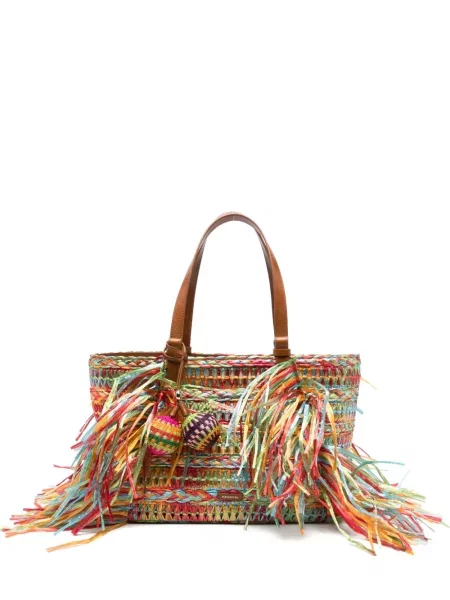 Geantă shopper Aquazzura cu franjuri roșu
