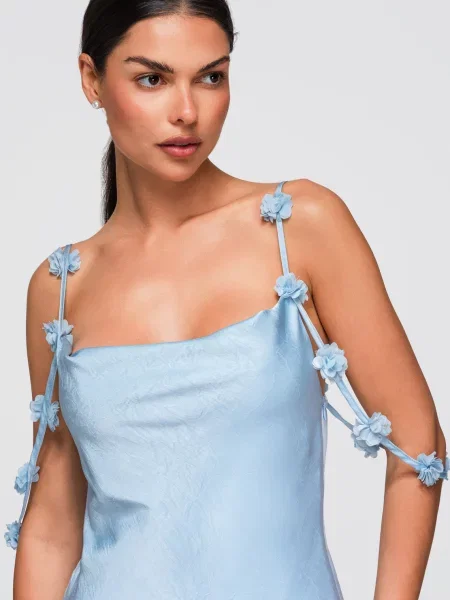 Rochie de cocktail Edoti din dantelă albastru