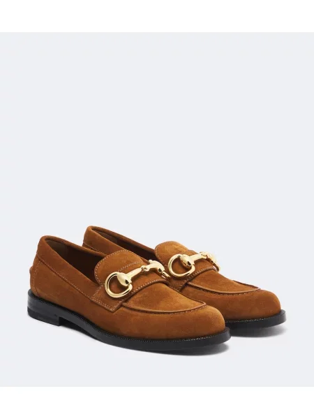 Pantofi loafer Gucci din piele de căprioară maro