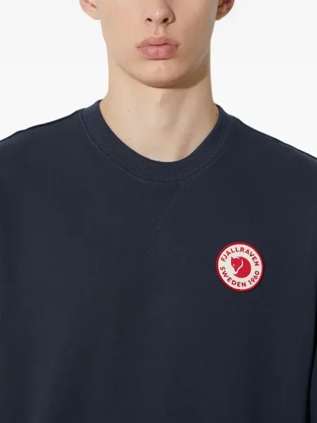 Hanorac crewneck Fjallraven cu decolteu rotund cu autograf albastru