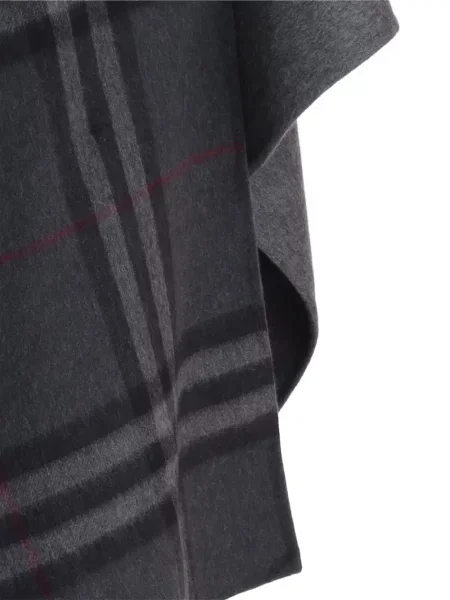 Geacă Burberry din cașmir în carouri cu glugă gri