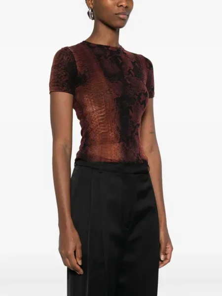 Tricou Jean Paul Gaultier cu imagine cu imprimeu animal print maro
