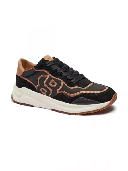 BOSS BLACK Sneakers tornacipő Skylar bőr hozzáadásával fekete