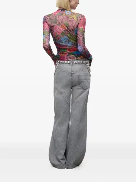 Jeansy Area z kryształkami szare