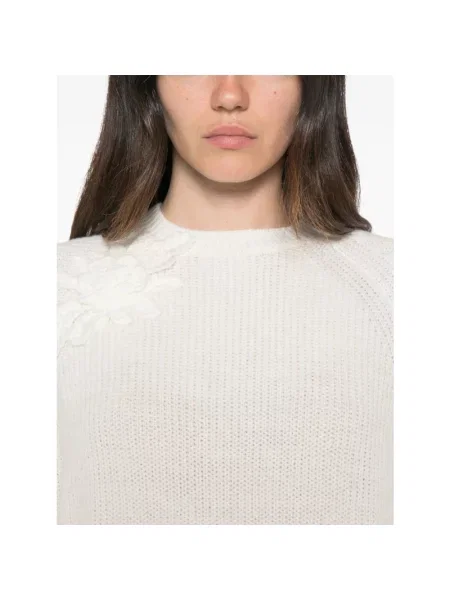 Lniany sweter Twinset biały