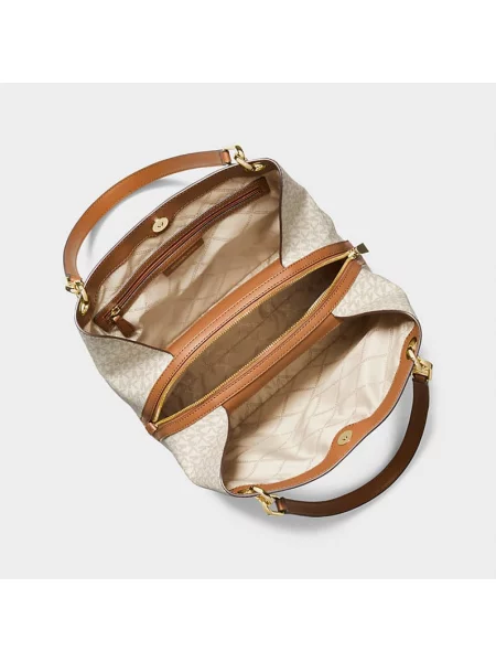 Shopperka Michael Michael Kors płócienna z logo beżowa