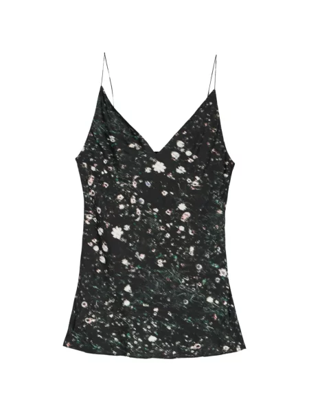 Top Less cu model floral cu imagine negru