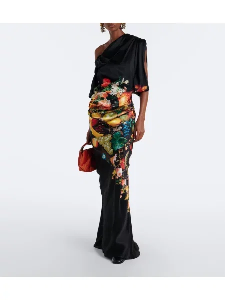 Rochie Dries Van Noten din satin cu imagine drapată