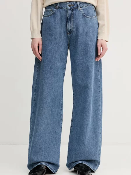 United Colors of Benetton blugi wide leg pentru femei albastru