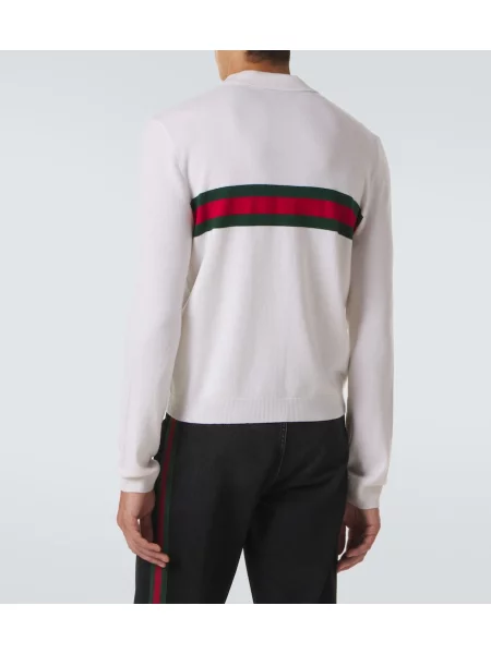 Ριγέ polo Gucci κασμίρ λευκό