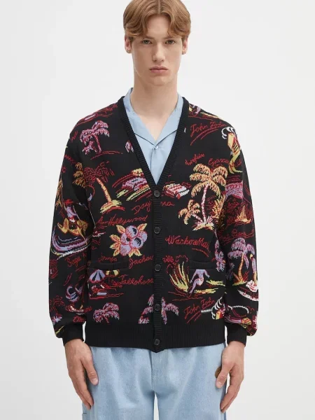 Wacko Maria cardigan din jacquard negru