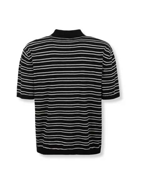 Dzianinowa koszulka polo Represent w paski z paskiem czarna
