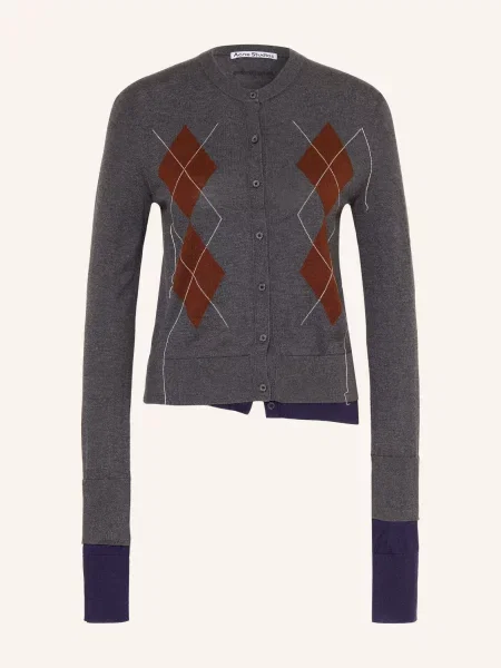 Acne Studios Kardigan Z Jedwabiem grau biały