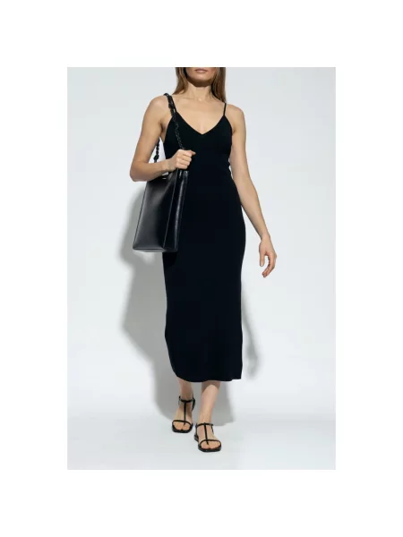 Sukienka Jil Sander wełniana z odkrytymi ramionami czarna