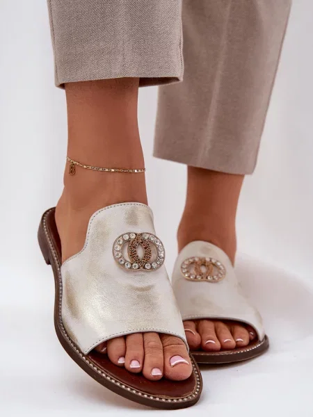 Kožené elegantní pantofle Zazoo zlaté