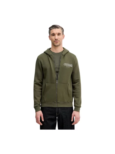 Guess bluza z kapturem z aplikacją zielony
