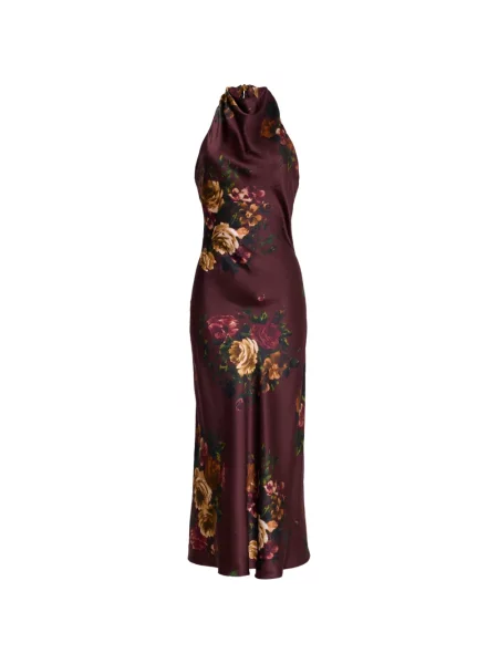 Rochie maxi Cara Cara de mătase cu model floral cu imagine roșu