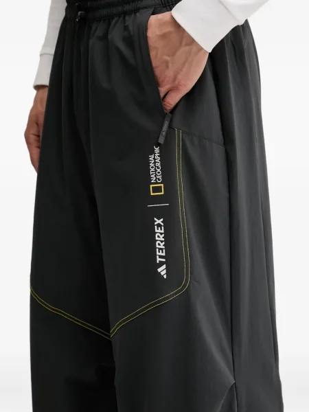 Pantaloni Adidas cu glugă cu dungi alergare negru