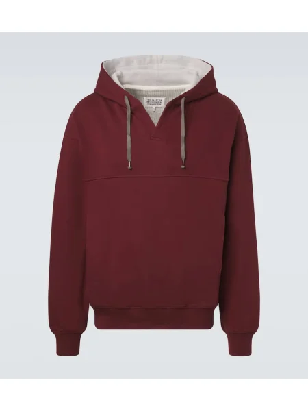 Суичър с качулка Maison Margiela от джърси винено червено