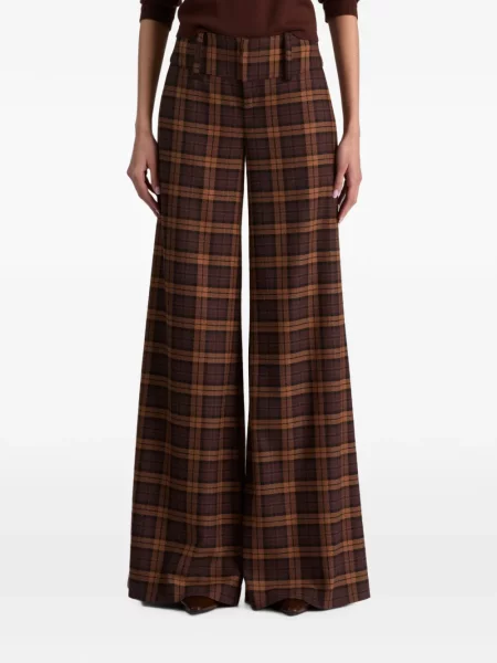 Pantaloni Alice + Olivia în carouri maro