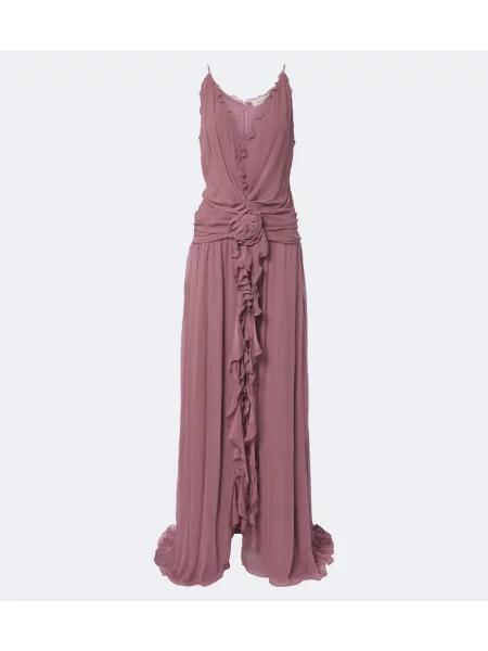 Rochie Blumarine cu model floral cu volane roz