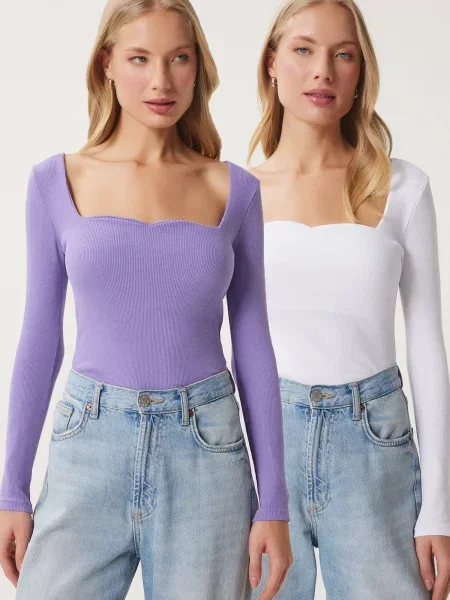 Happiness İstanbul Tricou mov lavandă alb