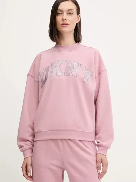 Dkny bluza z aplikacją różowy