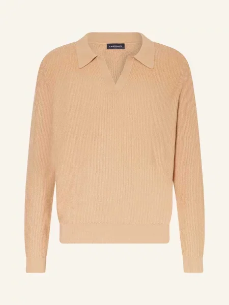 Strokesman's Koszulka Polo Z Dzianiny beige beżowe