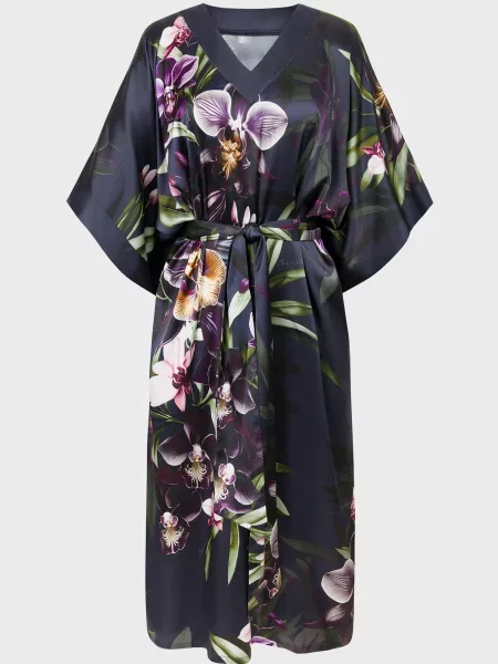 Шелковый халат Marc&andre с принтом серый