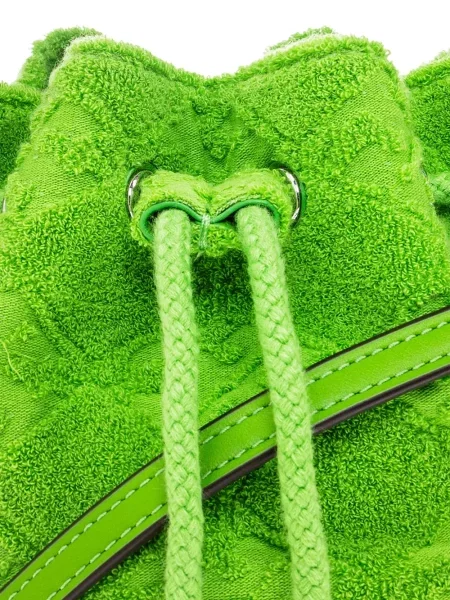 Geantă bucket Tory Burch din material terry verde