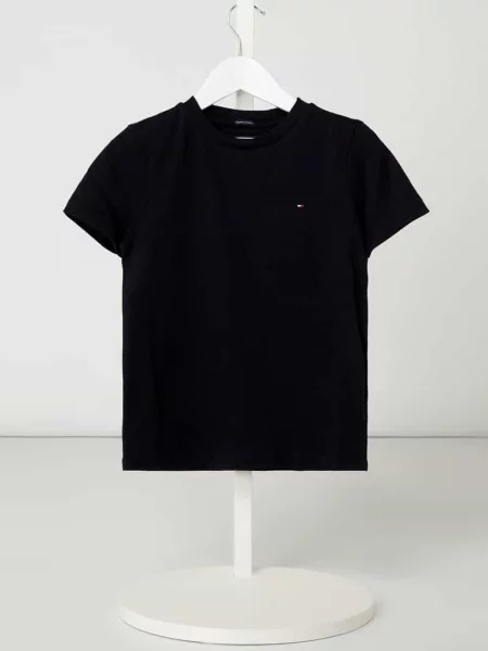 T-shirt z bawełny organicznej z detalami z logo Tommy Hilfiger granatowa