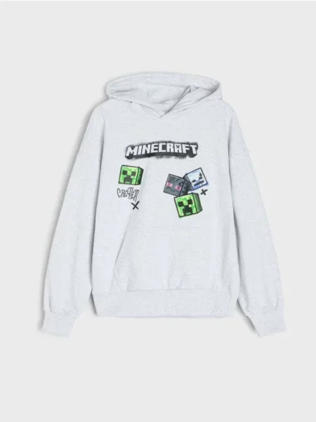 Sinsay Mikina s potiskem Minecraft šedá
