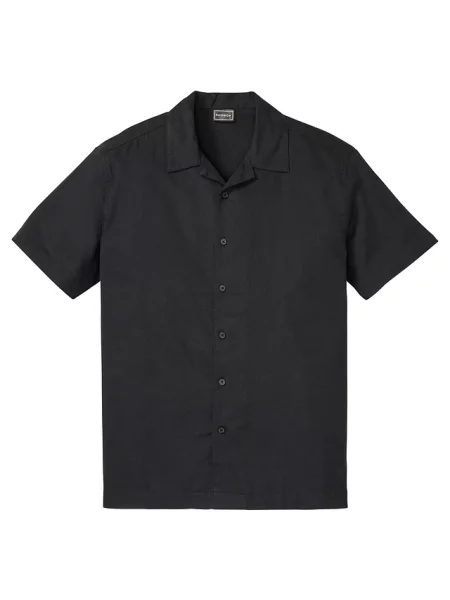 Koszula z krótkim rękawem z mieszanki lnu o kroju loose fit czarna