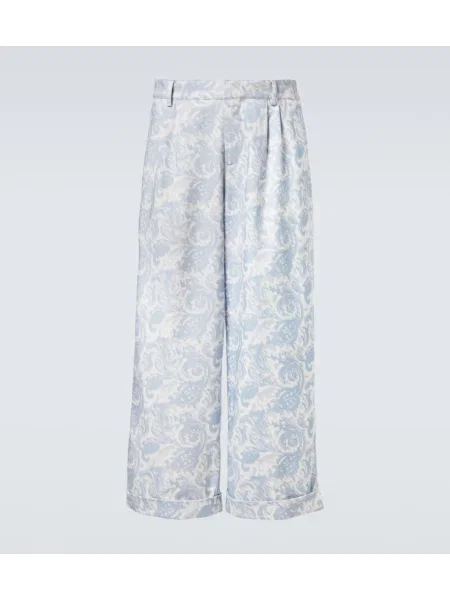Široké kalhoty Commas s potiskem modré