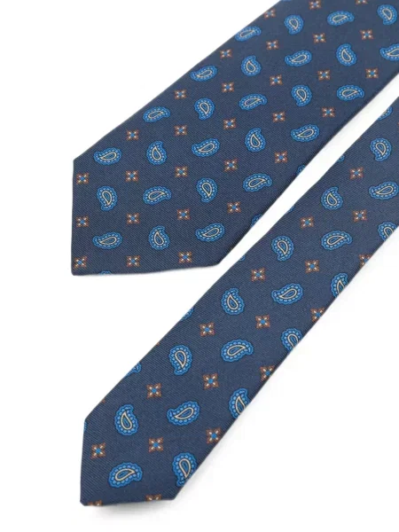 Cravată Kiton cu imagine cu model paisley albastru