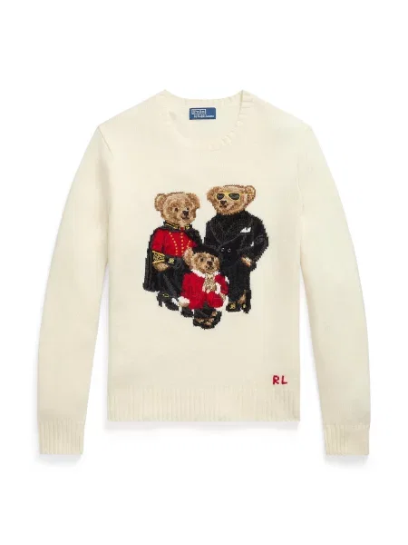 Polo Ralph Lauren Pulover bej deschis / brocart / roșu negru