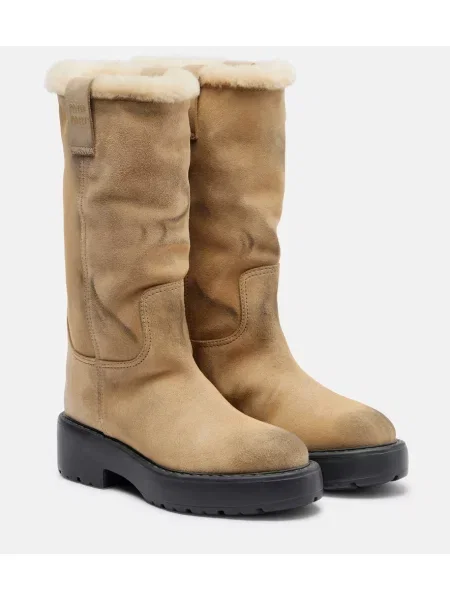 Škornji Miu Miu iz semiša bež