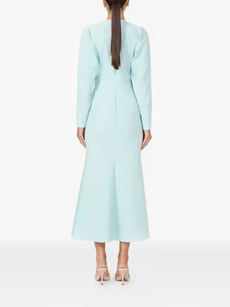 Rochie midi Costarellos cu broderie de costum albastru