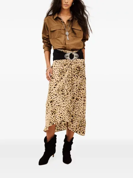 Fustă midi Ba&sh cu imagine cu model leopard