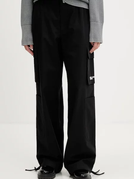 Karl Lagerfeld Jeans pantaloni lat high waist negru
