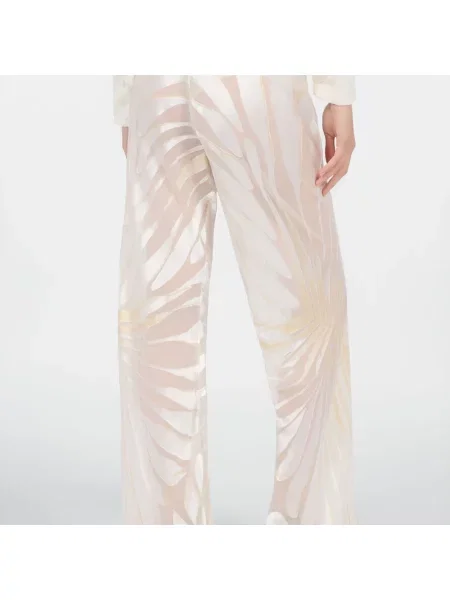 Lniane spodnie Roberto Cavalli z nadrukiem białe
