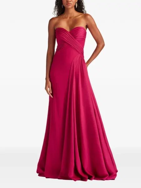 Rochie maxi Tadashi Shoji drapată fără bretele roz